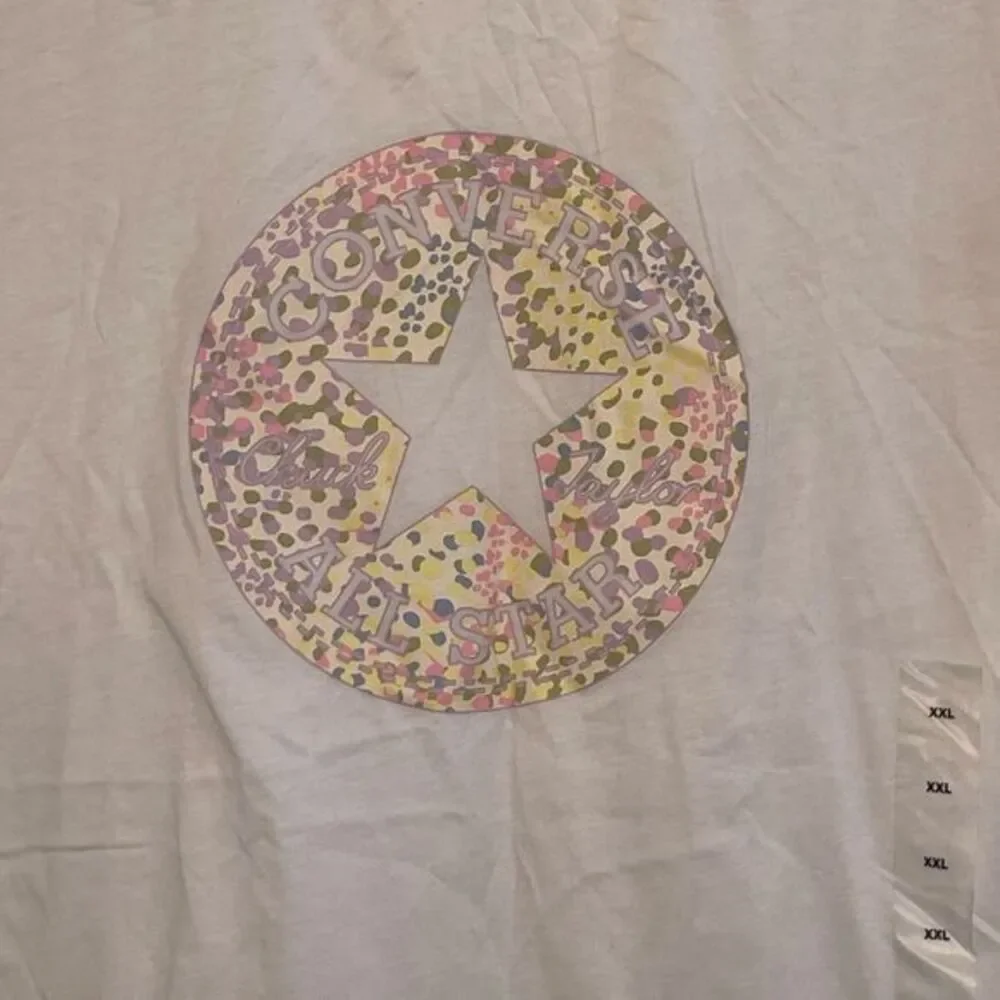 Converse Floral Logo Graphic Tee White Pink Yellow Knit Short Sleeve‎ XXL